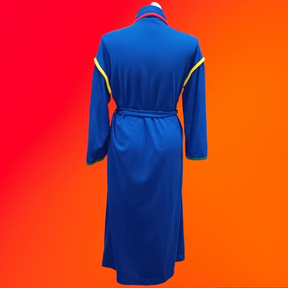 Vintage Tiffany Lounge Wear Unisex Robe Sz M ROYAL Blue Mork & Mindy 70s Style - Picture 2 of 8